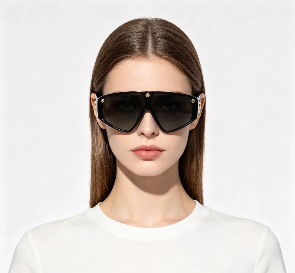Chanel CH9205 oversized black shield sunglasses